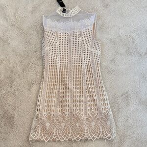BEBE White Lace Mini Dress